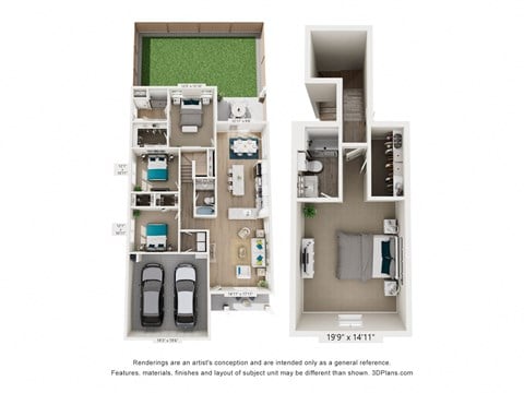 Floor plan for 4 beds, 3 baths, 1860 sqft